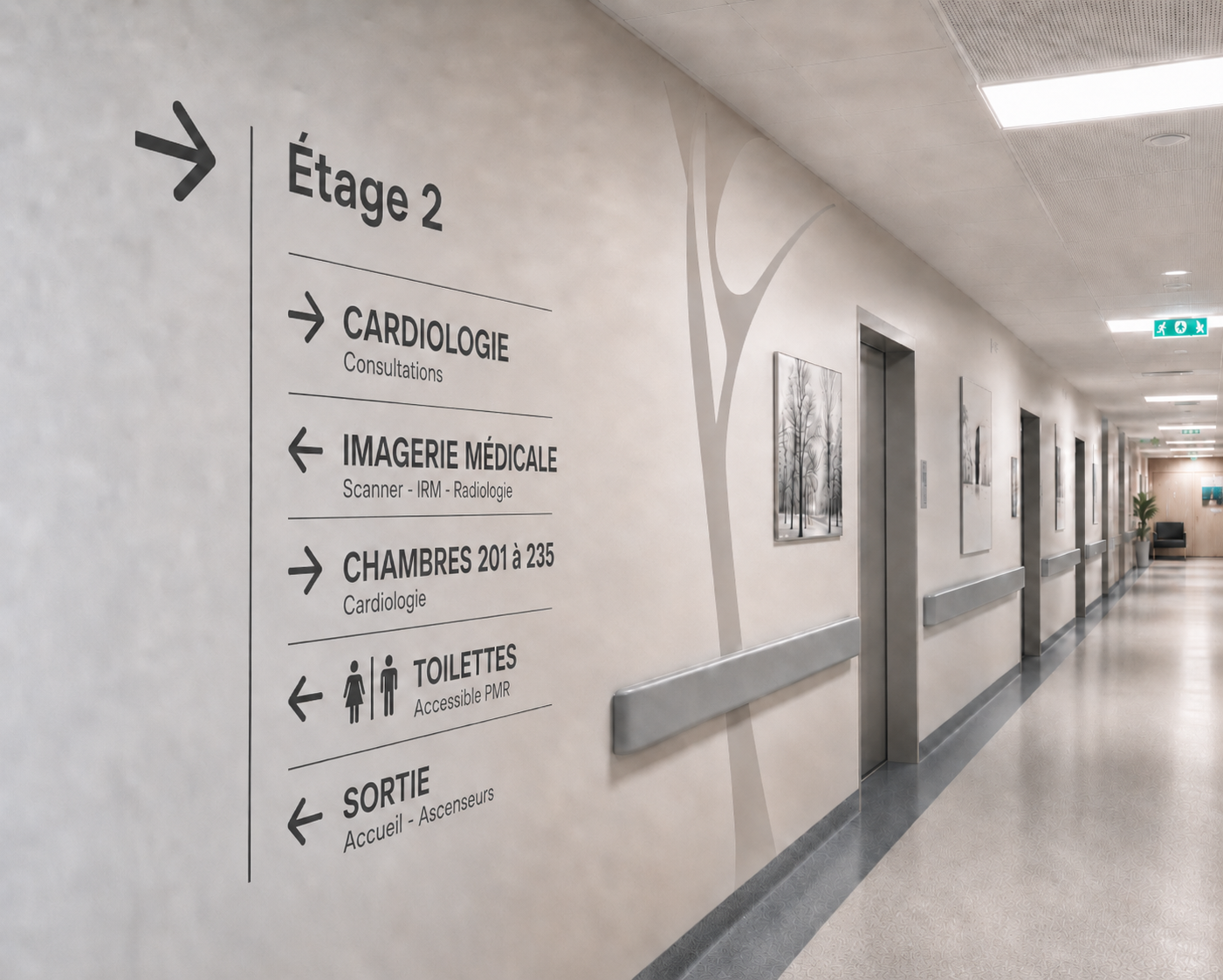 Exemple d'application murale : Signalétique